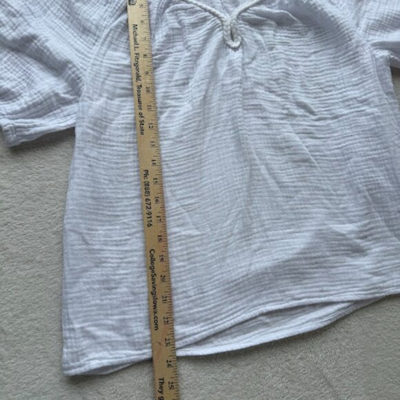 J.Crew White Gauze Puff Sleeve Peasant Blouse Cottagecore Top Size M - Picture 8 of 13